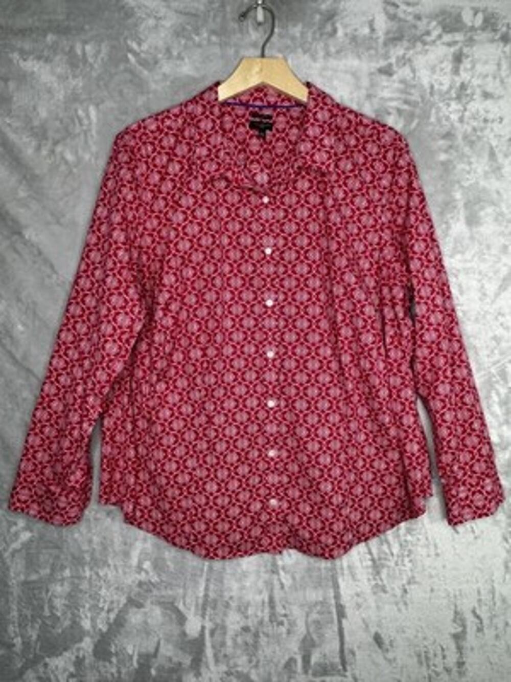 Talbots Shirt Womens 20W Red Floral Long Sleeve Button Up Wrinkle Resistant